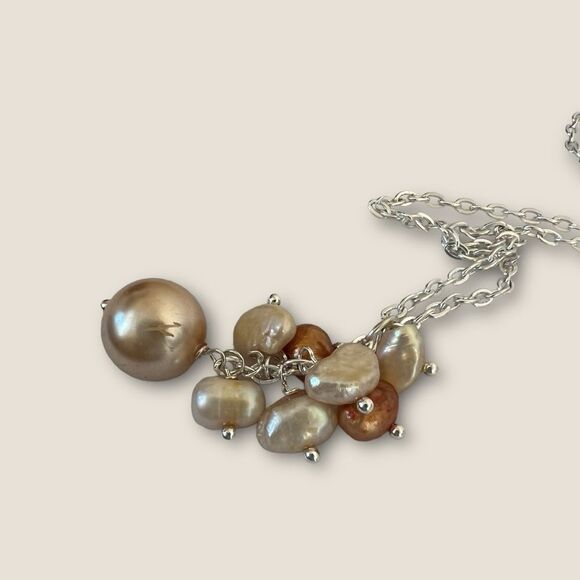 Rice pearls pendant/necklace silver plated - Picture 2 of 4